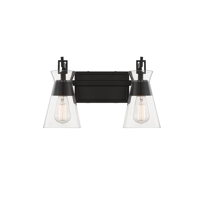 Savoy House Lakewood 2-Light Bathroom Vanity Light in Matte Black Savoy House Lakewood 2-Light Bathroom Vanity Light in Matte Black
