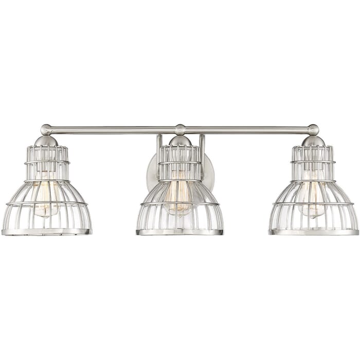 Savoy House Grant 27" 3-Light Bathroom Vanity Light in Satin Nickel Savoy House Grant 27" 3-Light Bathroom Vanity Light in Satin Nickel