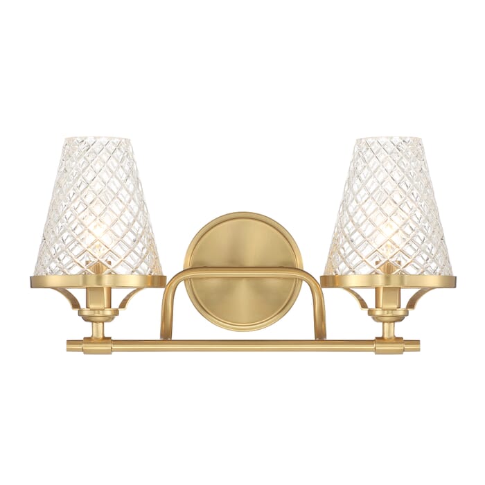 Candler 2-Light Bathroom Vanity Light in Warm Brass Candler 2-Light Bathroom Vanity Light in Warm Brass