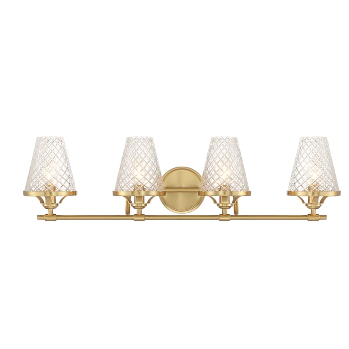 Candler 4-Light Bathroom Vanity Light in Warm Brass Candler 4-Light Bathroom Vanity Light in Warm Brass