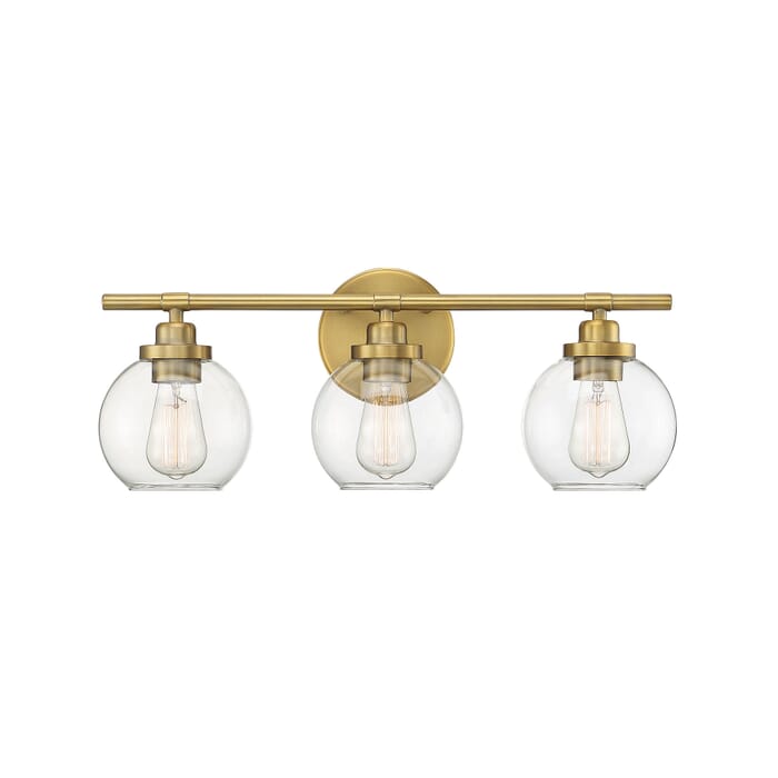 Savoy House Carson 3-Light Bathroom Vanity Light in Warm Brass