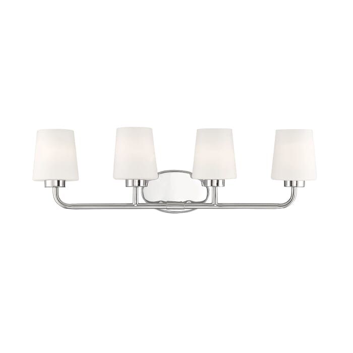 Savoy House Capra 4-Light Bathroom Vanity Light in Polished Nickel Savoy House Capra 4-Light Bathroom Vanity Light in Polished Nickel