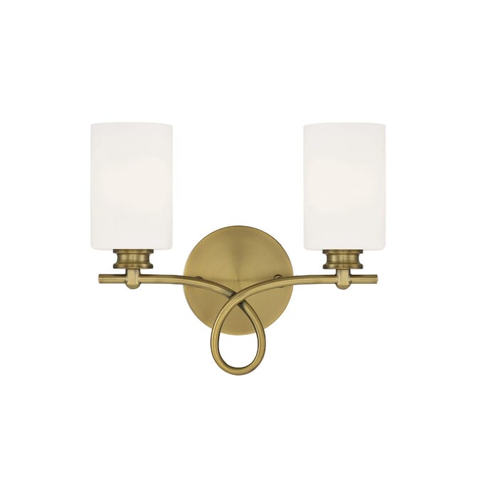 Savoy House Woodbury 2-Light Bathroom Vanity Light in Warm Brass Savoy House Woodbury 2-Light Bathroom Vanity Light in Warm Brass