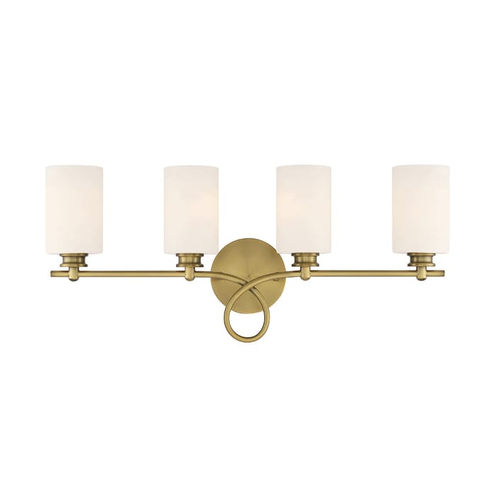 Savoy House Woodbury 4-Light Bathroom Vanity Light in Warm Brass Savoy House Woodbury 4-Light Bathroom Vanity Light in Warm Brass
