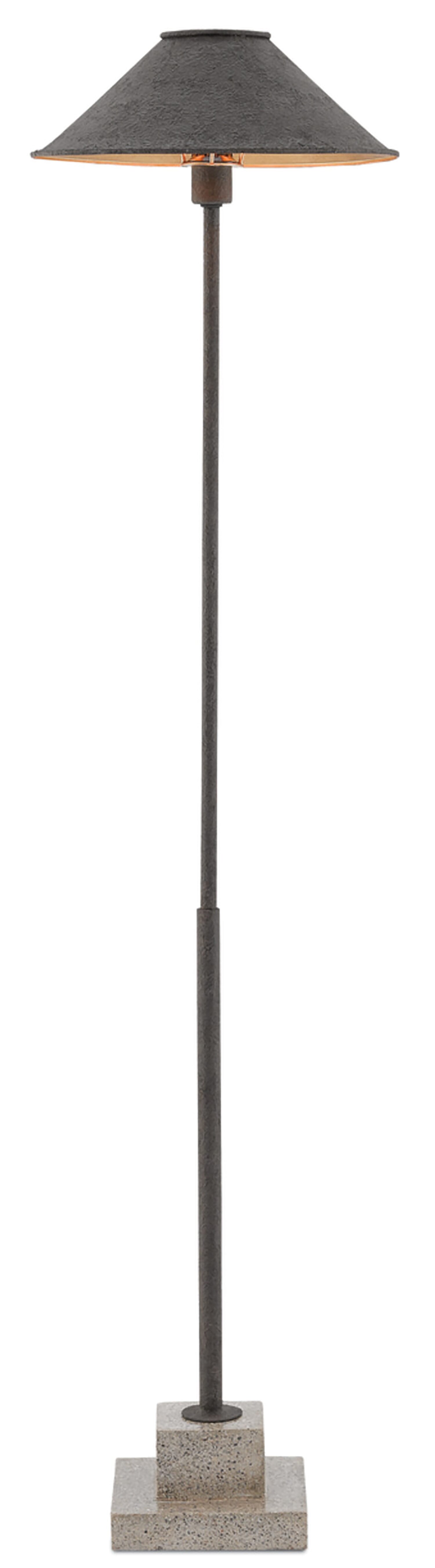 50" Fudo Floor Lamp in MolÃ© Black and Contemporary Gold Leaf and Polished Concrete