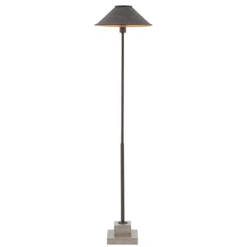 Currey & Company 50" Fudo Floor Lamp in Mol Black and Contemporary Gold Leaf and Polished Concrete