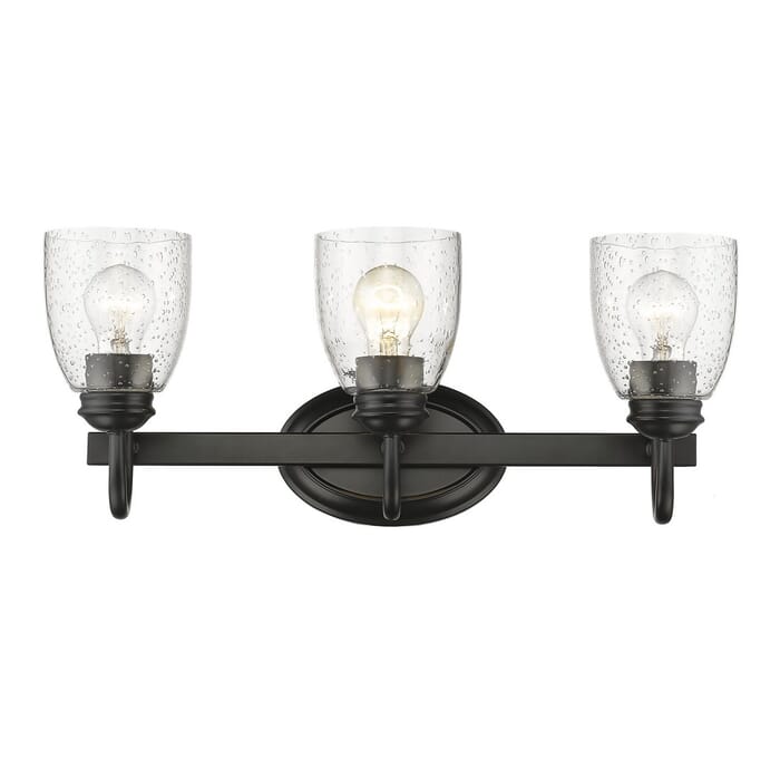 Golden Parrish 3-Light 21" Bathroom Vanity Light in Black Golden Parrish 3-Light 21" Bathroom Vanity Light in Black