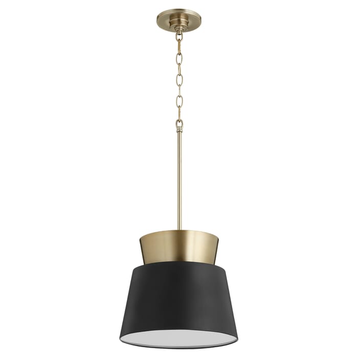 Quorum Soft Contemporary 12" Pendant Light in Noir or Aged Brass Quorum Soft Contemporary 12" Pendant Light in Noir or Aged Brass