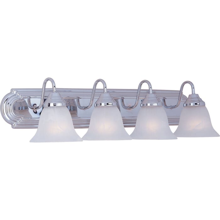 Maxim Essentials 4-Light Marble Glass Bathroom Vanity Light in Polished Chrome Maxim Essentials 4-Light Marble Glass Bathroom Vanity Light in Polished Chrome