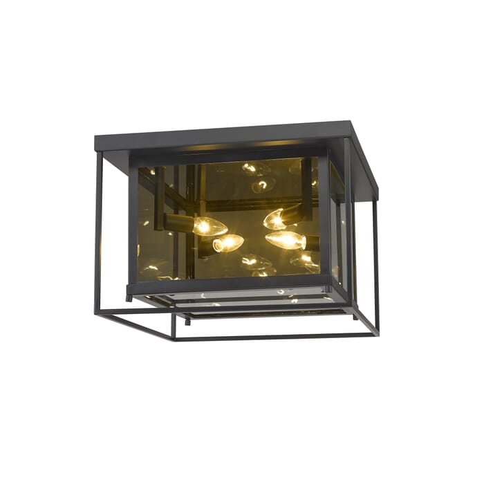 Z-Lite Infinity 4-Light Flush Mount Ceiling Light In Misty Charcoal Z-Lite Infinity 4-Light Flush Mount Ceiling Light In Misty Charcoal