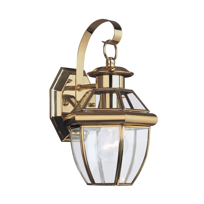 Sea Gull Lancaster 12" Outdoor Wall Light in Polished Brass Sea Gull Lancaster 12" Outdoor Wall Light in Polished Brass
