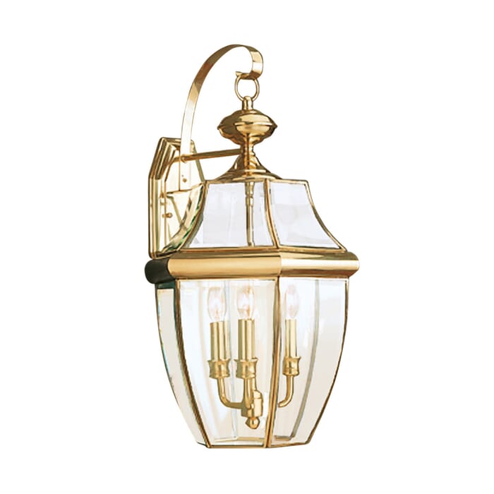 Sea Gull Lancaster 3-Light 23" Outdoor Wall Light in Polished Brass Sea Gull Lancaster 3-Light 23" Outdoor Wall Light in Polished Brass