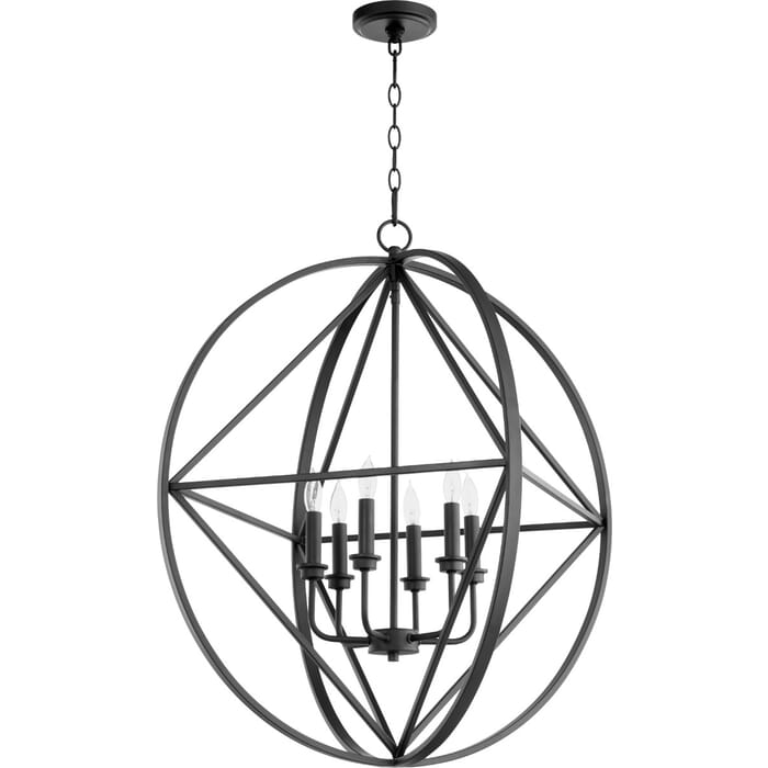 Quorum Transitional 6-Light 28" Pendant Light in Noir Quorum Transitional 6-Light 28" Pendant Light in Noir