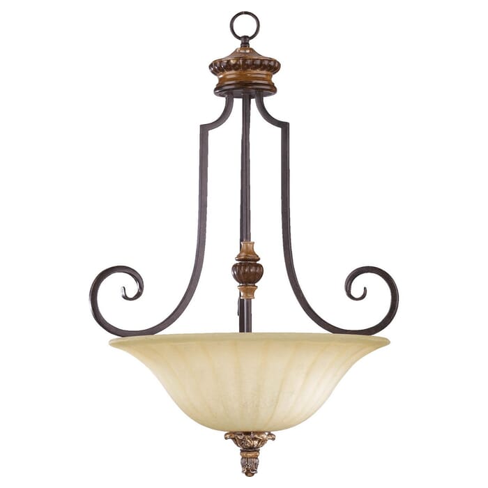 Quorum Capella 3-Light 22" Pendant Light in Toasted Sienna With Golden Fawn Quorum Capella 3-Light 22" Pendant Light in Toasted Sienna With Golden Fawn