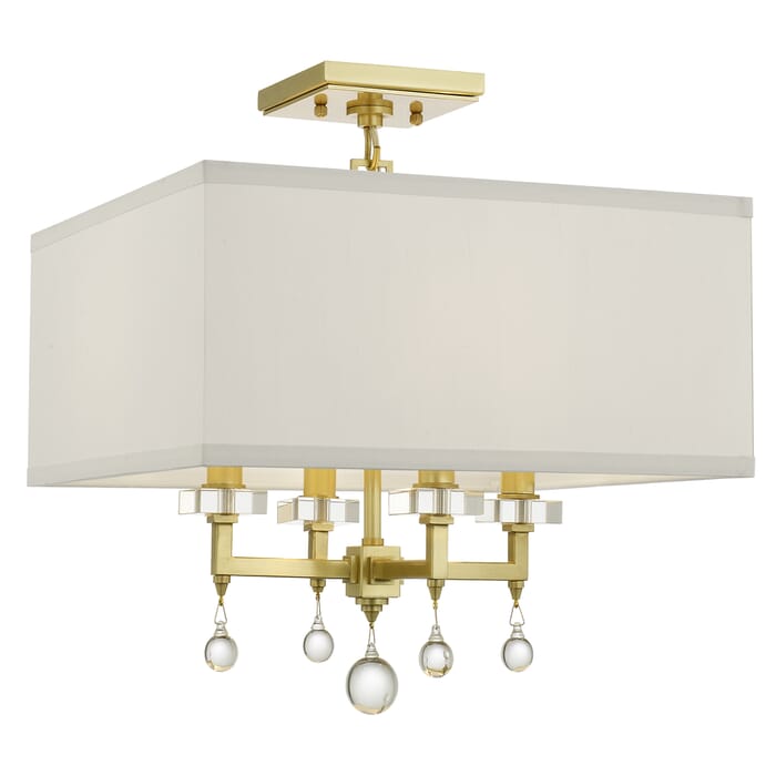 Crystorama Paxton 4-Light 16" Ceiling Light in Aged Brass with Clear Glass Balls Crystals Crystorama Paxton 4-Light 16" Ceiling Light in Aged Brass with Clear Glass Balls Crystals