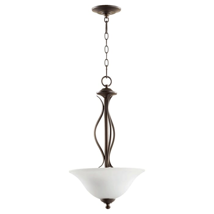 Quorum Spencer 3-Light 16" Ceiling Light in Oiled Bronze with Satin Opal Quorum Spencer 3-Light 16" Ceiling Light in Oiled Bronze with Satin Opal