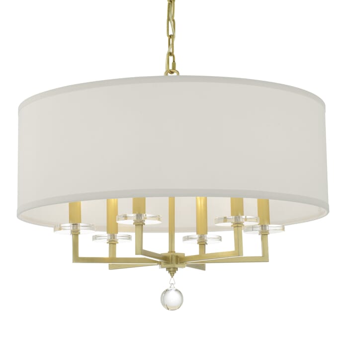 Crystorama Paxton 6-Light 21" Transitional Chandelier in Aged Brass with Clear Glass Balls Crystals Crystorama Paxton 6-Light 21" Transitional Chandelier in Aged Brass with Clear Glass Balls Crystals