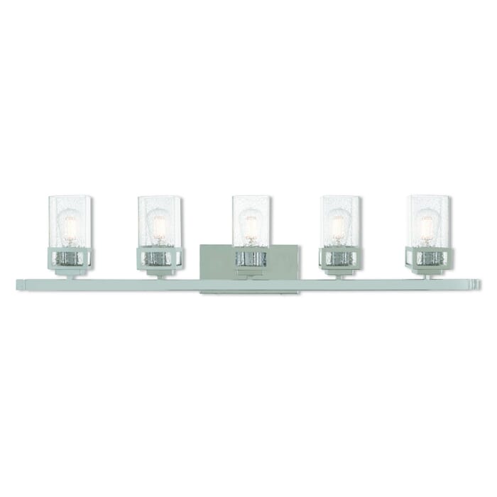 Harding 5-Light Bathroom Vanity Light in Polished Chrome Harding 5-Light Bathroom Vanity Light in Polished Chrome