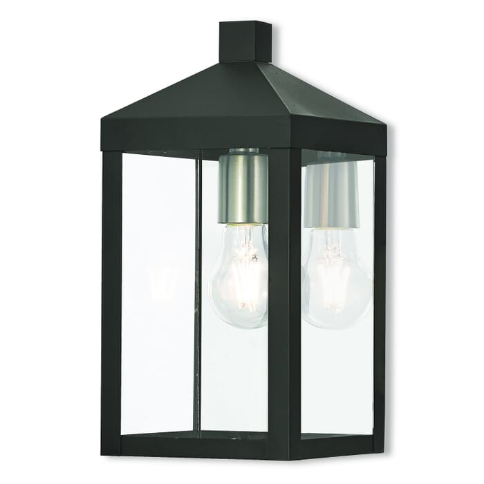 Nyack 1-Light Outdoor Wall Lantern in Black w with Brushed Nickel Cluster and Polished Chrome Stainless Steel Nyack 1-Light Outdoor Wall Lantern in Black w with Brushed Nickel Cluster and Polished Chrome Stainless Steel