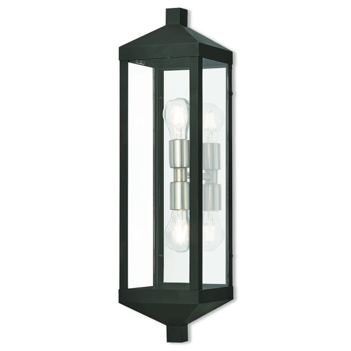 Nyack 2-Light Outdoor Wall Lantern in Black w with Brushed Nickel Cluster and Polished Chrome Stainless Steel Nyack 2-Light Outdoor Wall Lantern in Black w with Brushed Nickel Cluster and Polished Chrome Stainless Steel
