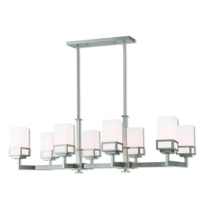 Harding 8-Light Linear Chandelier in Brushed Nickel Harding 8-Light Linear Chandelier in Brushed Nickel