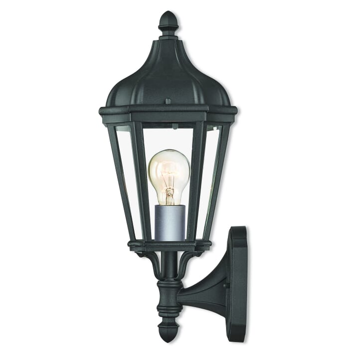 Morgan 1-Light Outdoor Wall Lantern in Textured Black w with Antique Silver Cluster Morgan 1-Light Outdoor Wall Lantern in Textured Black w with Antique Silver Cluster