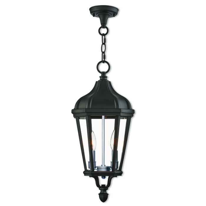 Morgan 2-Light Outdoor Pendant in Textured Black w with Antique Silver Cluster Morgan 2-Light Outdoor Pendant in Textured Black w with Antique Silver Cluster