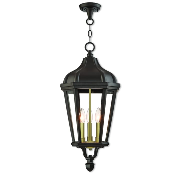 Morgan 3-Light Outdoor Pendant in Bronze w with Antique Gold Cluster Morgan 3-Light Outdoor Pendant in Bronze w with Antique Gold Cluster