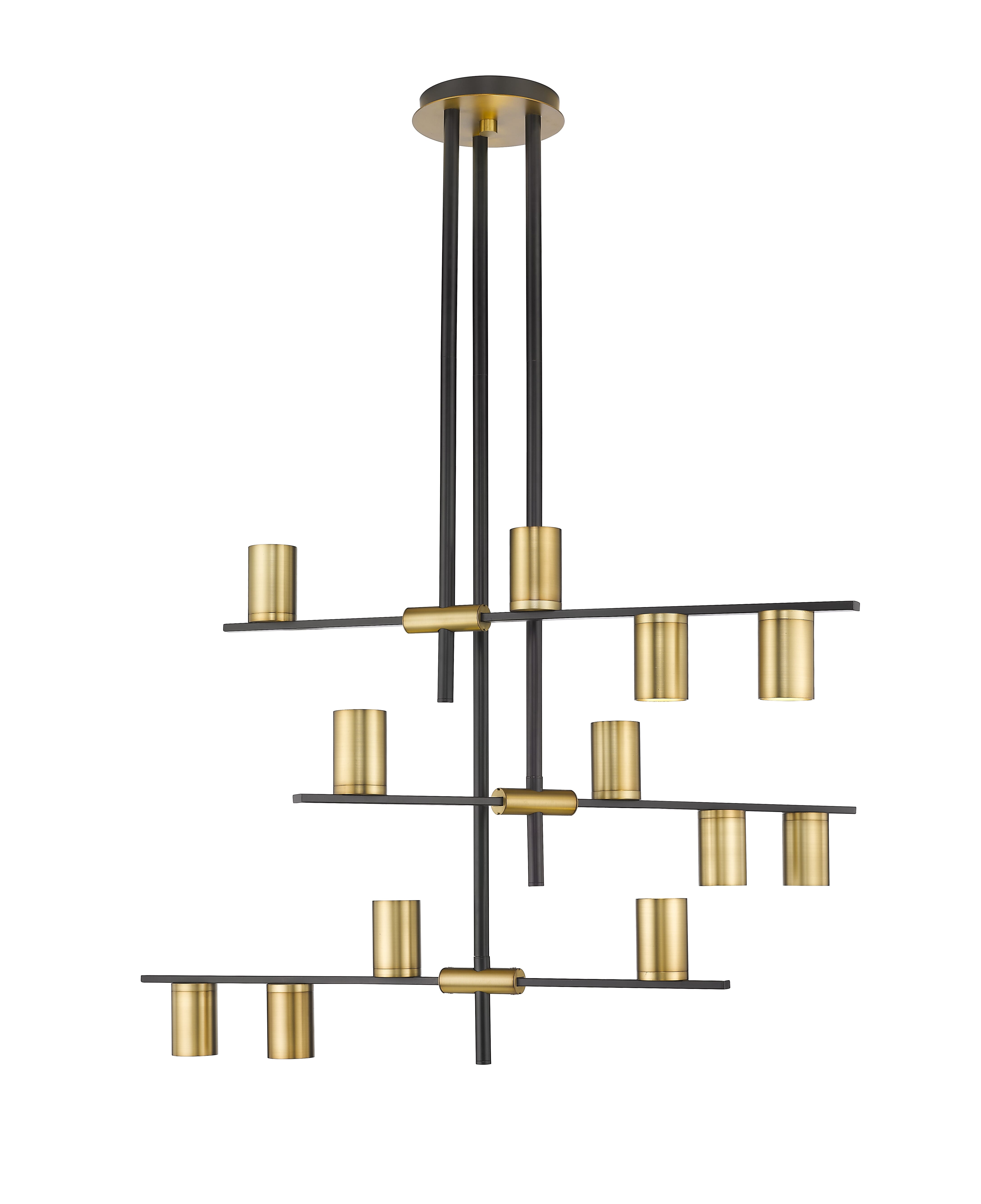 Calumet 12-Light Chandelier In Matte Black With Olde Brass