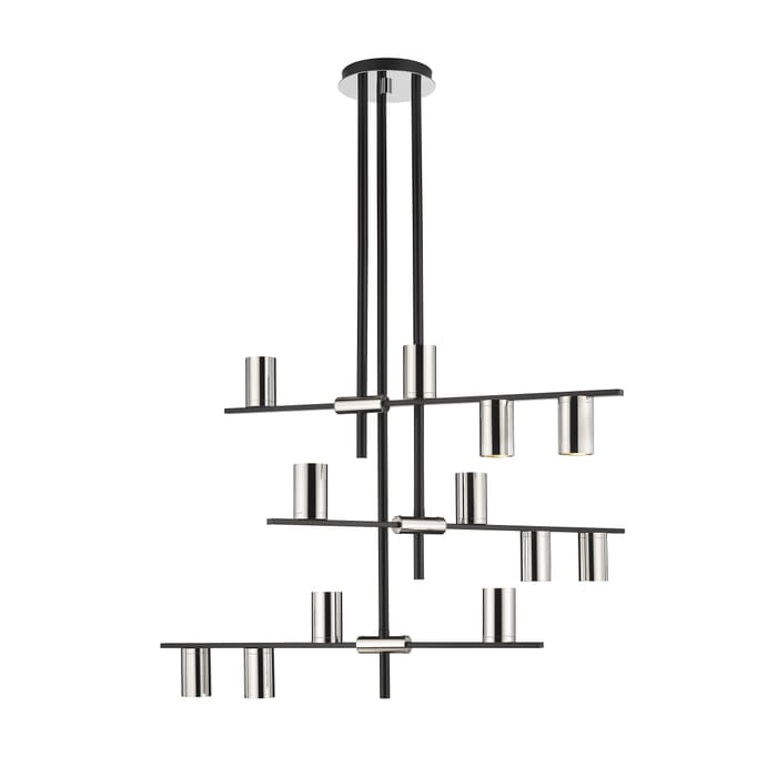Z-Lite Calumet 12-Light Chandelier In Mate Black With Polished Nickel Z-Lite Calumet 12-Light Chandelier In Mate Black With Polished Nickel