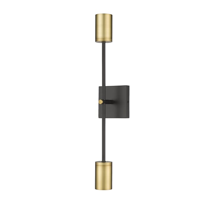 Z-Lite Calumet 2-Light Wall Sconce In Matte Black With Olde Brass Z-Lite Calumet 2-Light Wall Sconce In Matte Black With Olde Brass