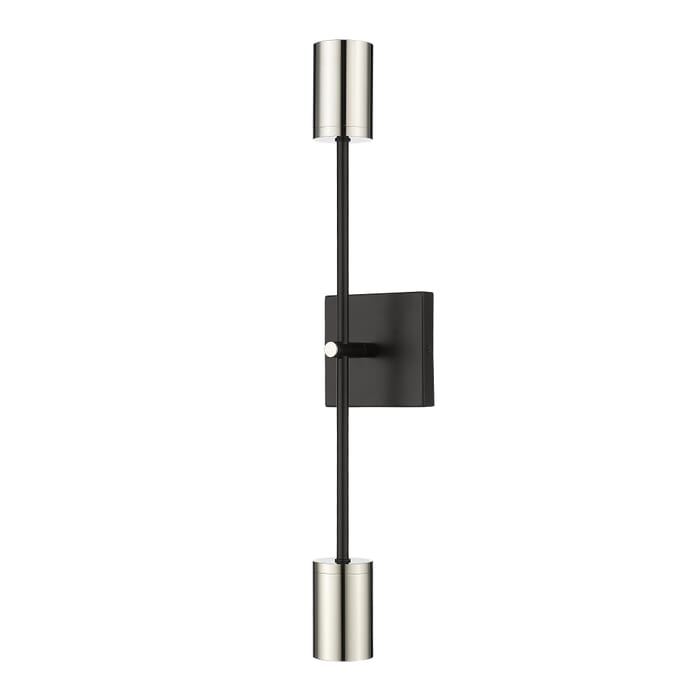 Z-Lite Calumet 2-Light Wall Sconce In Mate Black With Polished Nickel Z-Lite Calumet 2-Light Wall Sconce In Mate Black With Polished Nickel
