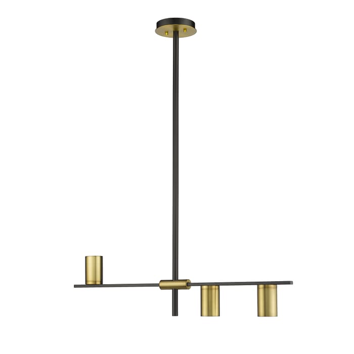 Z-Lite Calumet 3-Light Chandelier In Matte Black With Olde Brass Z-Lite Calumet 3-Light Chandelier In Matte Black With Olde Brass