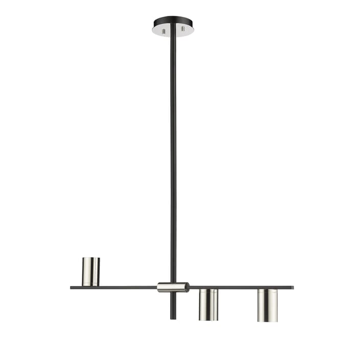Z-Lite Calumet 3-Light Chandelier In Mate Black With Polished Nickel Z-Lite Calumet 3-Light Chandelier In Mate Black With Polished Nickel