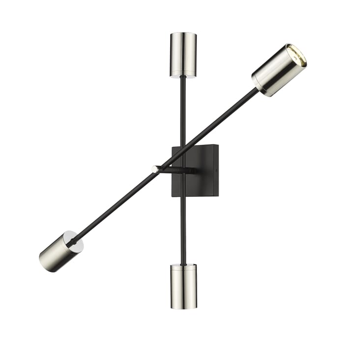 Z-Lite Calumet 4-Light Wall Sconce In Mate Black With Polished Nickel Z-Lite Calumet 4-Light Wall Sconce In Mate Black With Polished Nickel