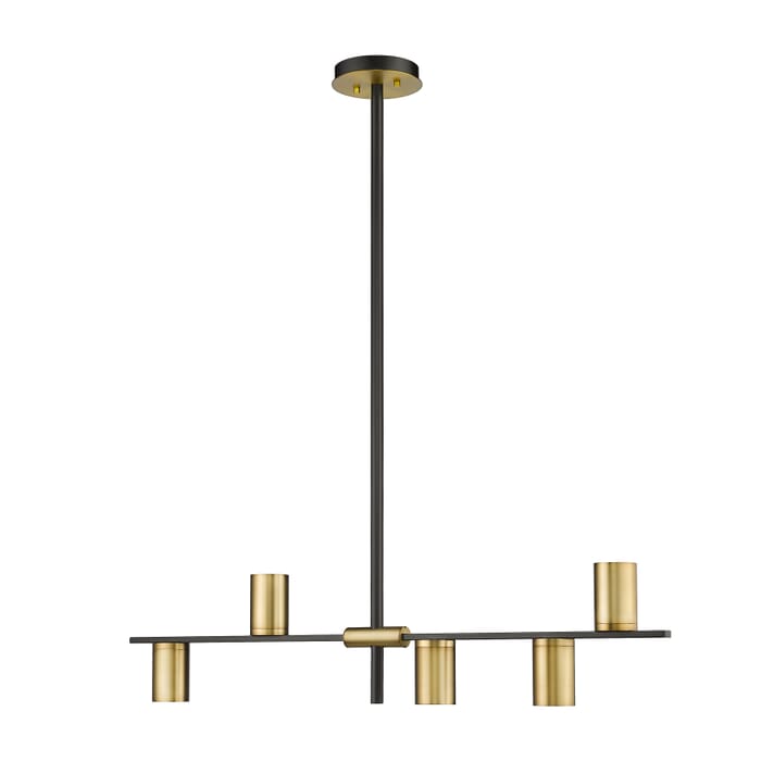 Z-Lite Calumet 5-Light Chandelier In Matte Black With Olde Brass Z-Lite Calumet 5-Light Chandelier In Matte Black With Olde Brass
