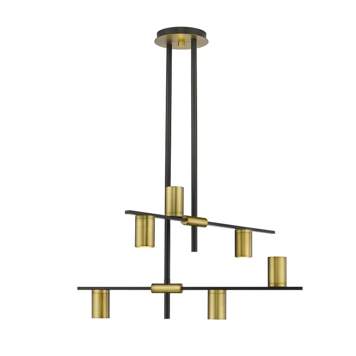 Z-Lite Calumet 6-Light Chandelier In Matte Black With Olde Brass Z-Lite Calumet 6-Light Chandelier In Matte Black With Olde Brass