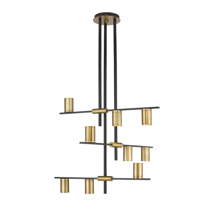 Z-Lite Calumet 9-Light Chandelier In Matte Black With Olde Brass Z-Lite Calumet 9-Light Chandelier In Matte Black With Olde Brass