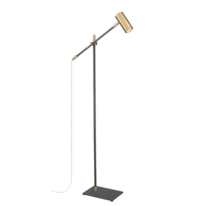 Z-Lite Calumet 1-Light Floor Lamp Light In Matte Black With Olde Brass Z-Lite Calumet 1-Light Floor Lamp Light In Matte Black With Olde Brass