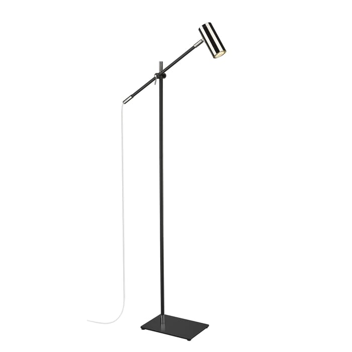 Z-Lite Calumet 1-Light Floor Lamp Light In Matte Black With Polished Nickel Z-Lite Calumet 1-Light Floor Lamp Light In Matte Black With Polished Nickel