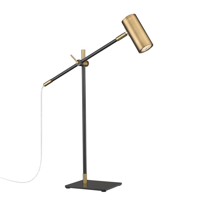 Z-Lite Calumet 1-Light Table Lamp Light In Matte Black With Olde Brass Z-Lite Calumet 1-Light Table Lamp Light In Matte Black With Olde Brass