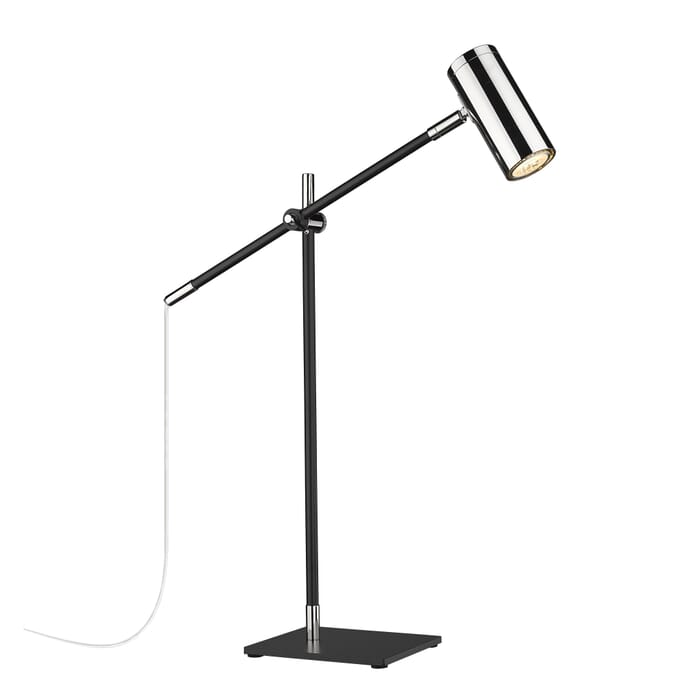 Z-Lite Calumet 1-Light Table Lamp Light In Matte Black With Polished Nickel Z-Lite Calumet 1-Light Table Lamp Light In Matte Black With Polished Nickel