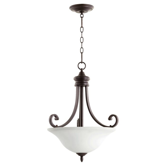 Quorum Bryant 3-Light 18" Ceiling Light in Oiled Bronze with Satin Opal Quorum Bryant 3-Light 18" Ceiling Light in Oiled Bronze with Satin Opal