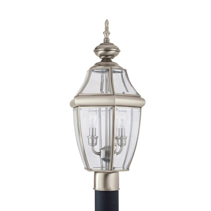 Lancaster 2-Light Outdoor Post Lantern in Antique Brushed Nickel Lancaster 2-Light Outdoor Post Lantern in Antique Brushed Nickel