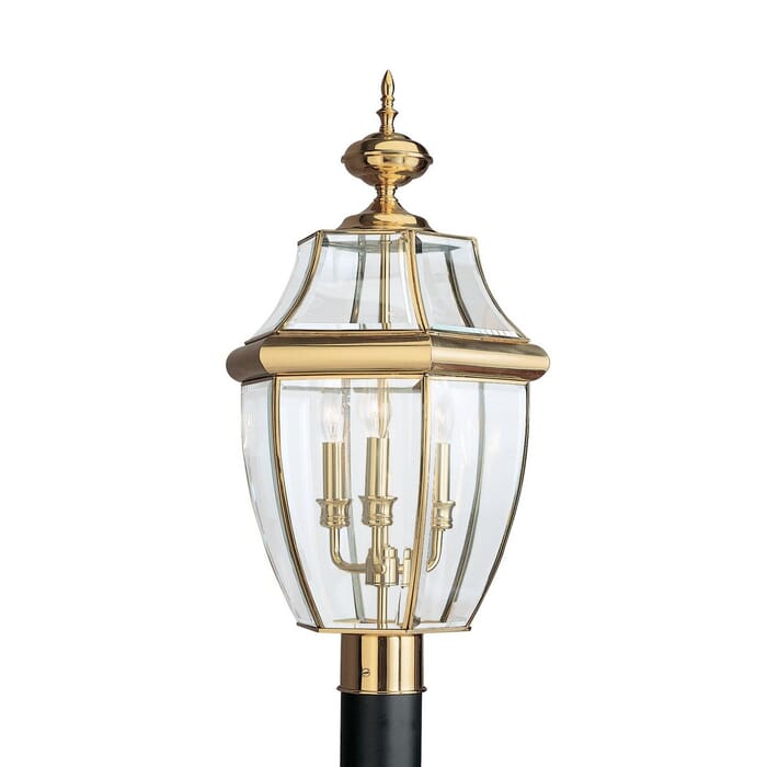 Sea Gull Lancaster 3-Light 24" Outdoor Post Light in Polished Brass Sea Gull Lancaster 3-Light 24" Outdoor Post Light in Polished Brass