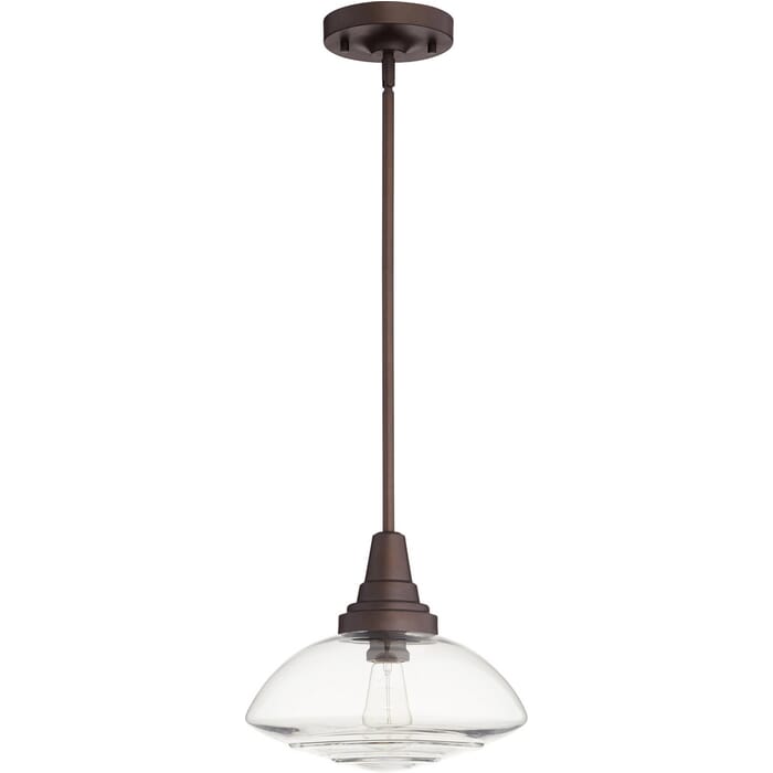 Quorum Transitional 13" Pendant Light in Oiled Bronze Quorum Transitional 13" Pendant Light in Oiled Bronze
