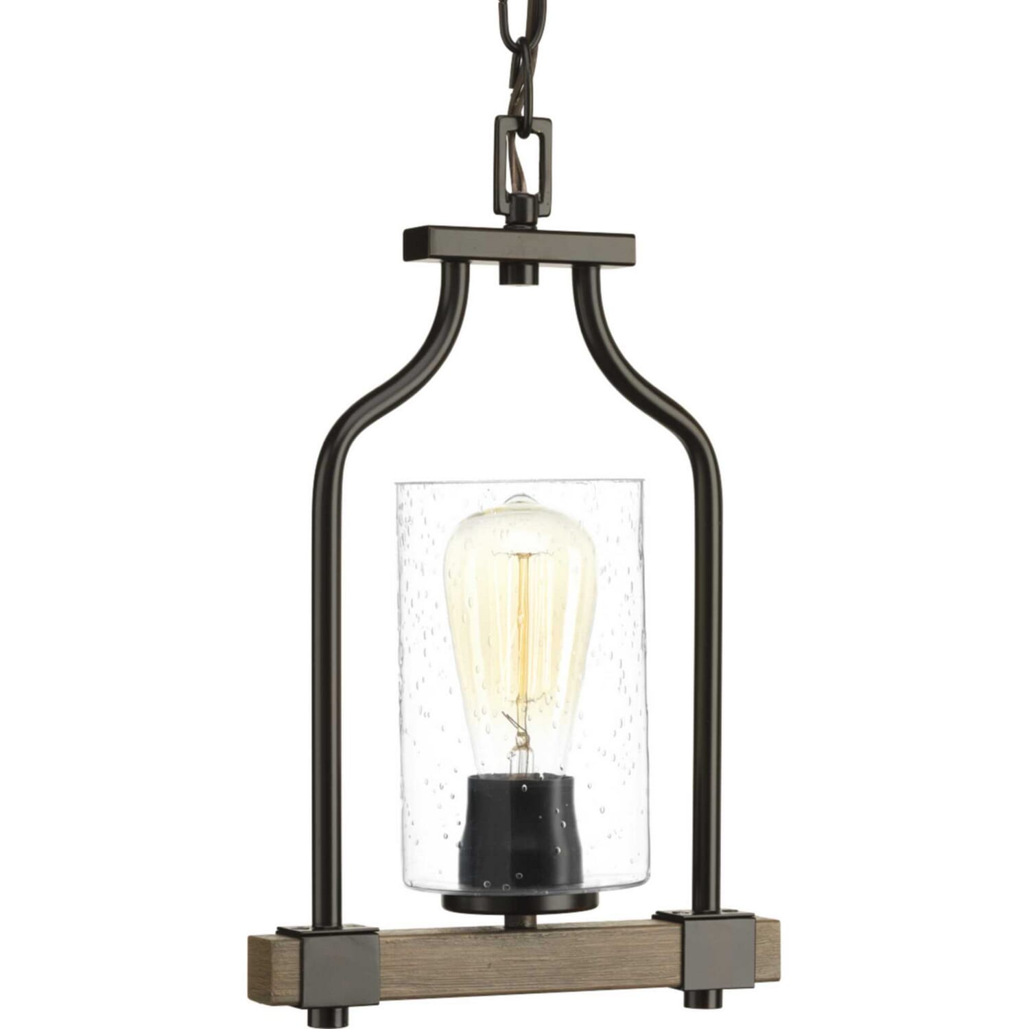 Antique Bronze One Light Mini Pendant from the Barnes Mill Collection