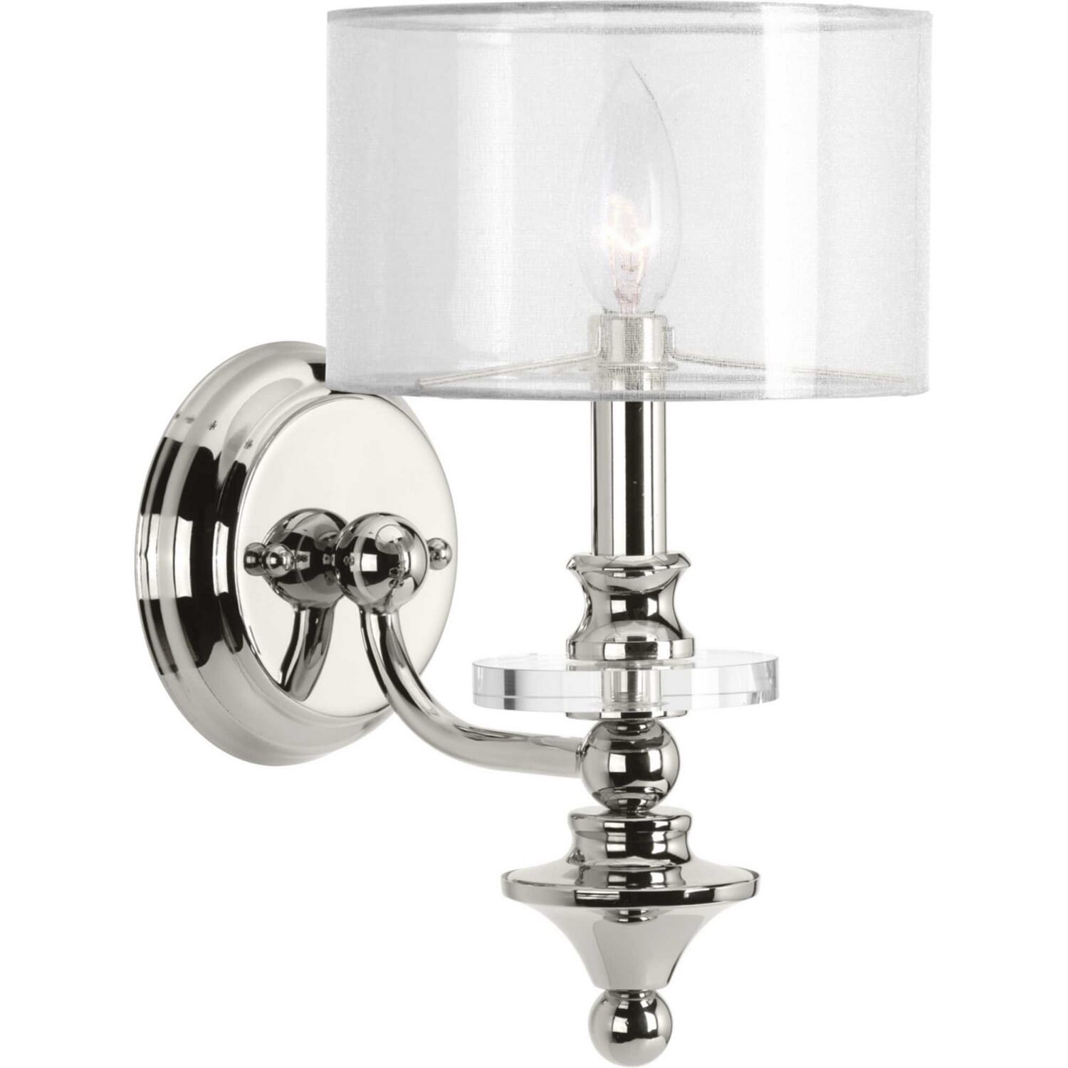 Polished Nickel One Light Wall Sconce from the Marche' Collection