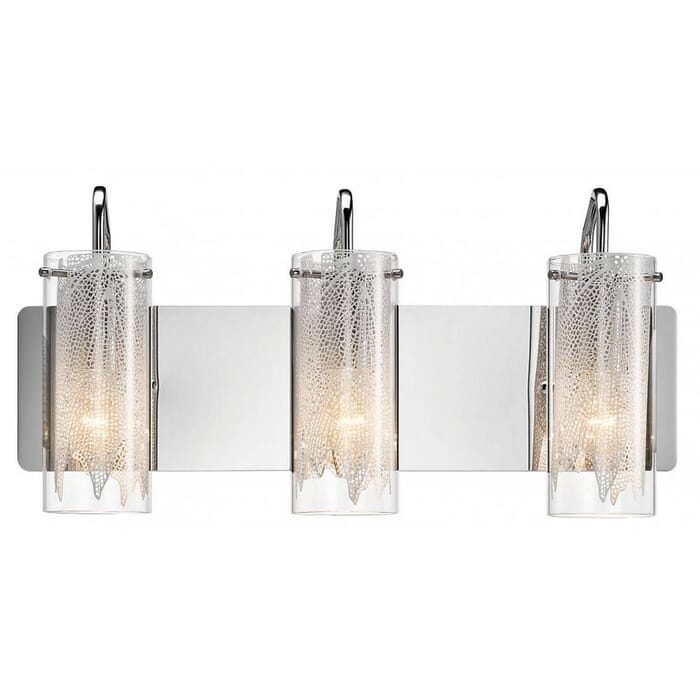 Elan Krysalis 19.8" 3-Light Glass Bathroom Vanity Light in Chrome Elan Krysalis 19.8" 3-Light Glass Bathroom Vanity Light in Chrome