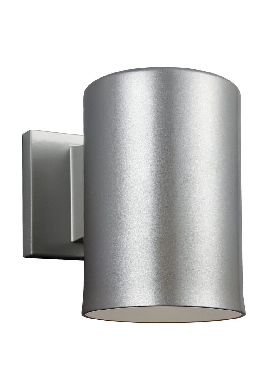 Sea Gull Cylinders 7" Outdoor Wall Light in Painted Brushed Nickel